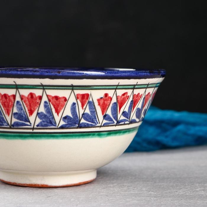 Коса Риштанская Керамика "Цветы" 15,5 см, средняя, синий