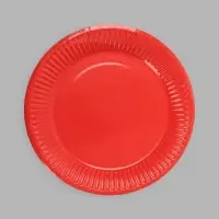 Тарелка одноразовая бумажная однотонная, красная
