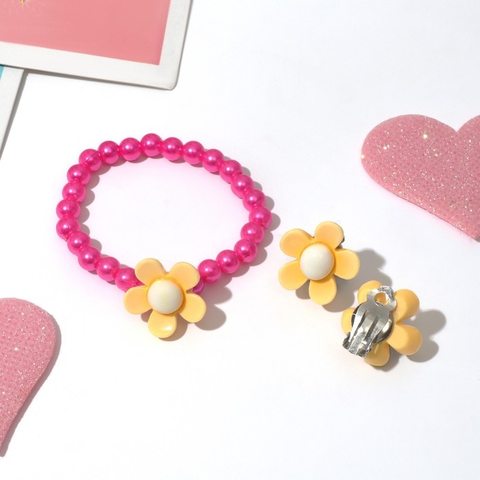 Набор детский &laquo;Выбражулька&raquo; 2 предмета: клипсы, браслет, лютики, цвет МИКС