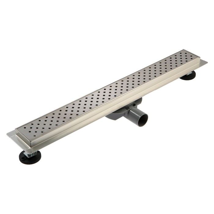 Трап ZEIN engr, c флaнцeм свободного вращ 360&deg;, 7*60 см, d=40/50 мм, нерж сталь, сатин