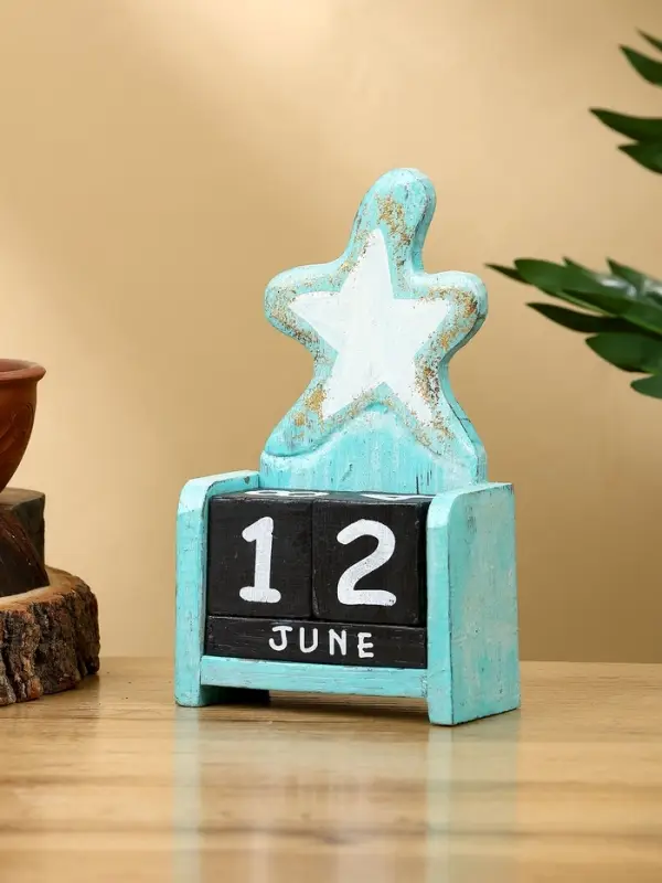 Календарь настольный "Морская звезда" дерево 11х5х16 см, цв. золотисто-бирюзовый