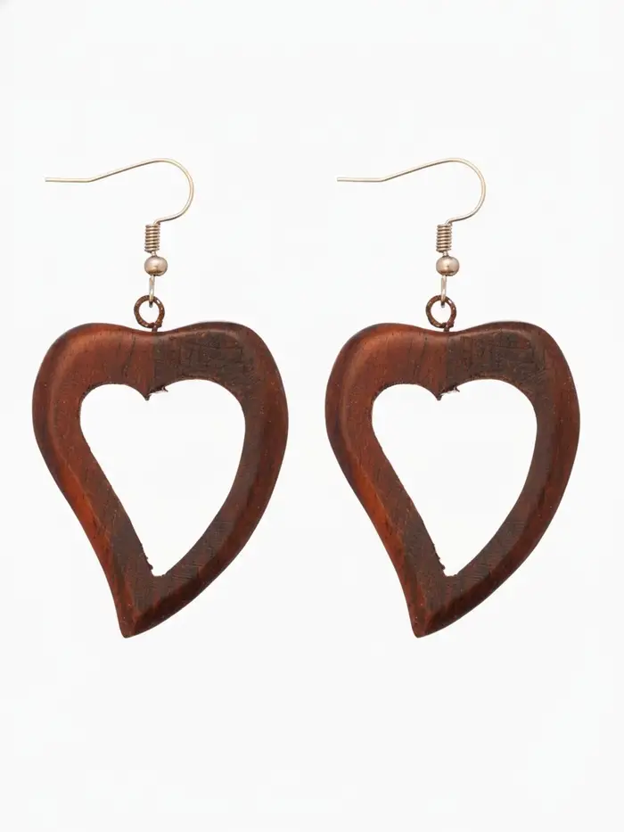 Серьги " Сердце" дерево соно