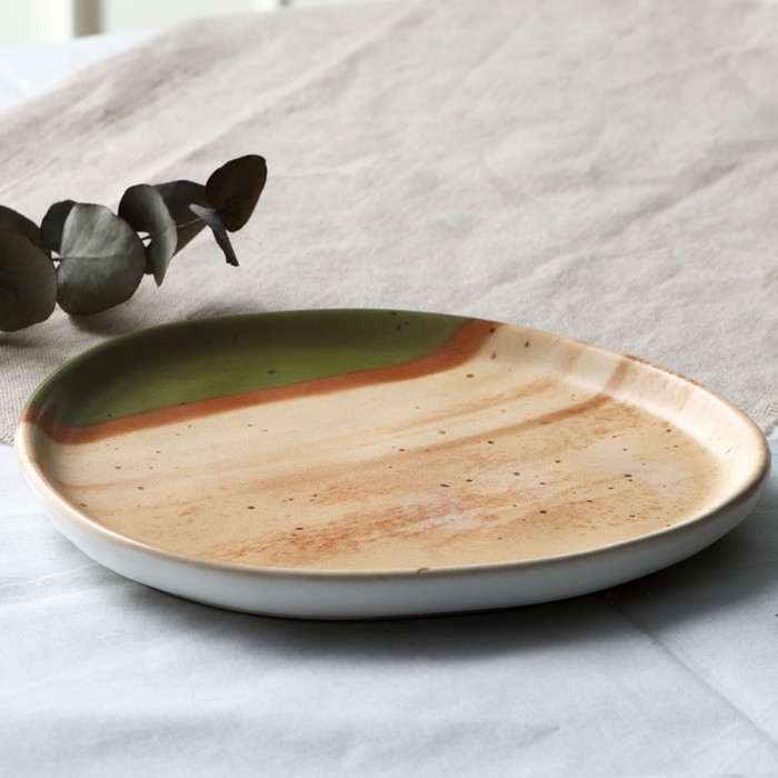 Тарелка керамическая &laquo;Самоцвет&raquo;, 18 х 14.4 см, цвет бежевый