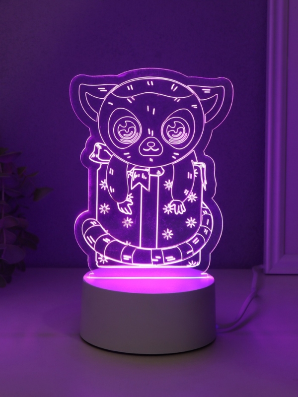 Светильник "Лемур на подарке" LED RGB от сети RISALUX 9,5х11,8х17 см