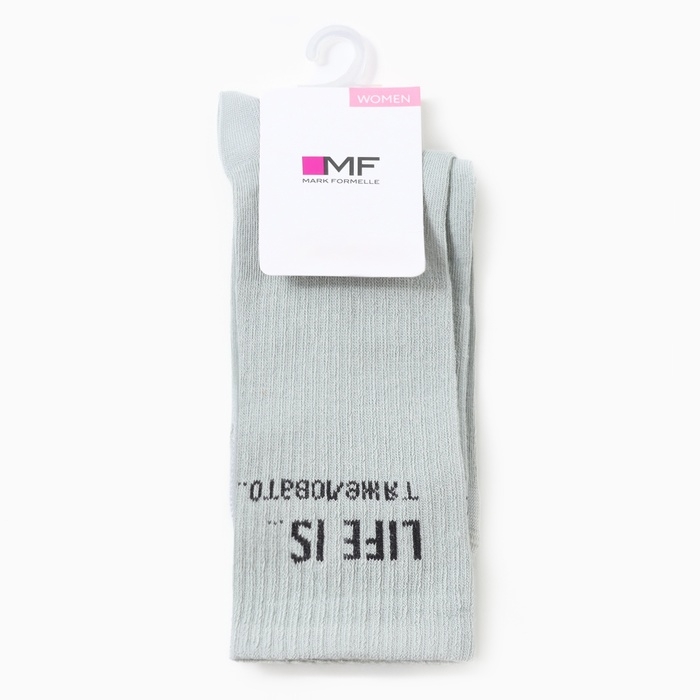 Носки женские Носки женские "life is тяжеловато", цвет светло-оливковый, р-р 23-25