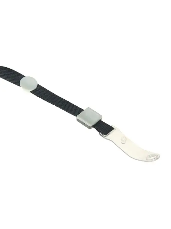 Лента для бейджа, 10 мм х 80 см, плотная, с бегунком и с силиконовым зажимом, чёрная