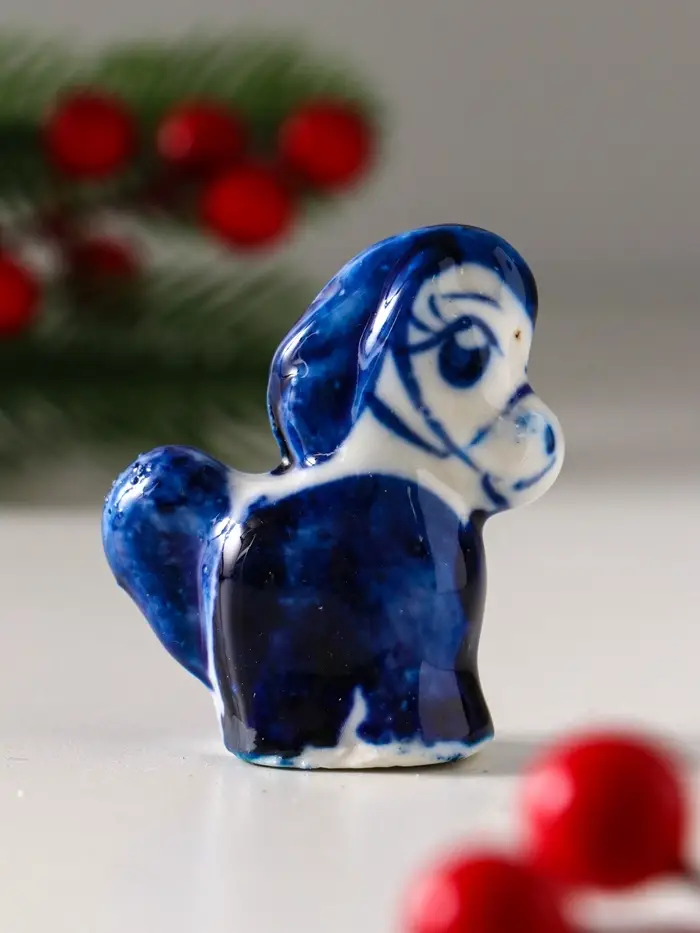Сувенир "Конь Огонь",5х5 см, гжель