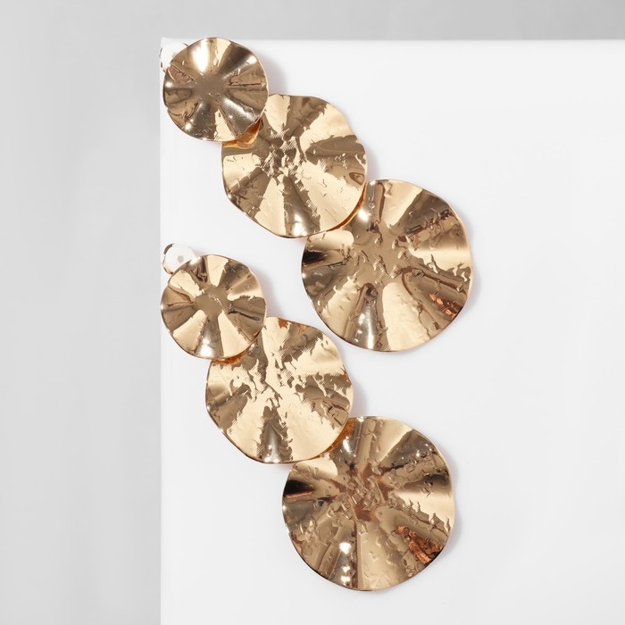 Клипсы висячие &laquo;Лёгкость&raquo; трио, цвет золото