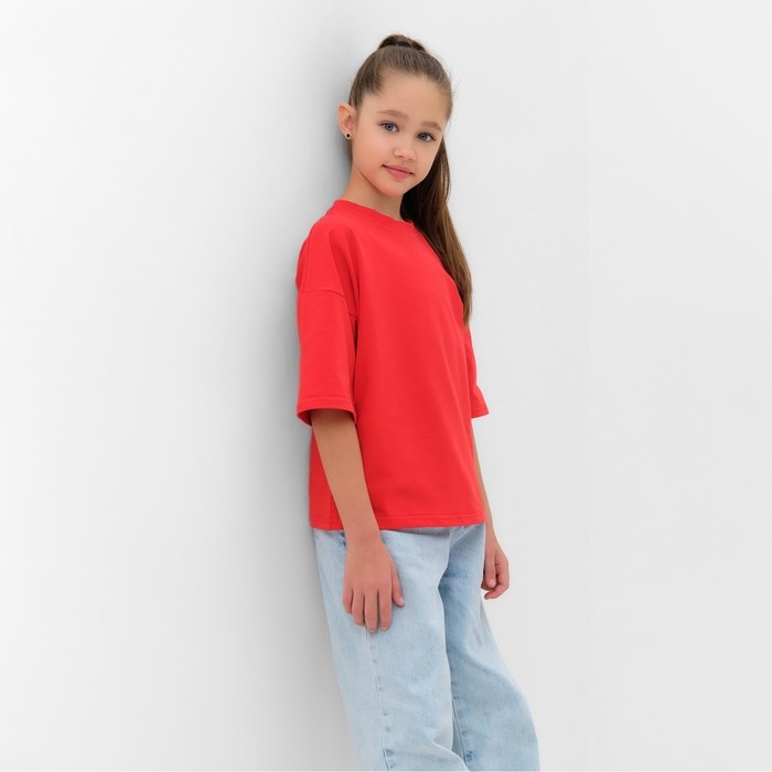 Футболка детская MINAKU:Basic line kids цвет красный, рост 110