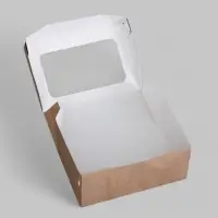 Коробка складная, с окном, крафтовая, 15&times;10&times;7 см