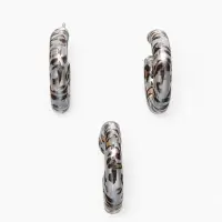 Набор серьги и каффы "Леопард", цвет серебро