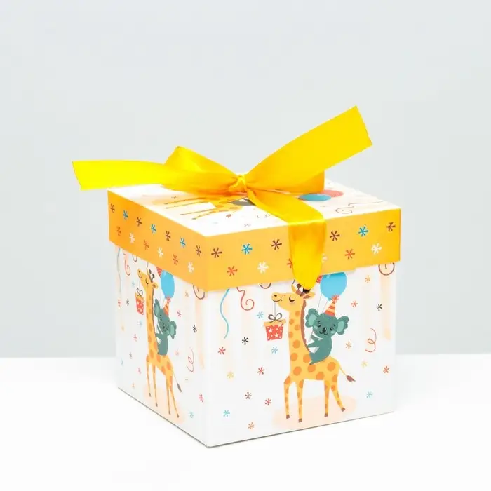Коробка Самосборная "Детская" Жираф 10х10х10 см