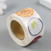 Наклейка бумага "Вкусности" d=2,5 см 252 шт в рулоне