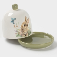 Лимонница Доляна &laquo;Зайка&raquo;, керамика, 9&times;9 см, белая