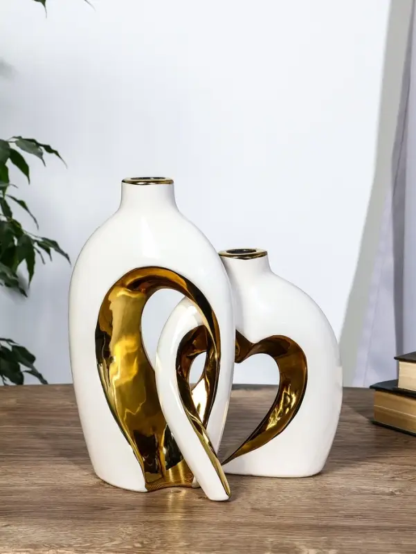 Ваза керамика настольная "Лари" (набор 2 шт) h=26х23, d=4 см, белый