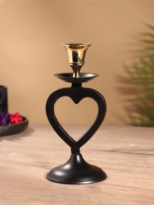 Подсвечник на 1 свечу "Купидон" латунь, черный с золотом 7х7,5х16,5 см