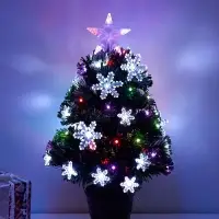 Ёлка фиброоптическая &laquo;Снежинки&raquo; 60 см, d нижнего яруса 35 см, 55 веток, мигание