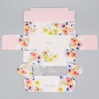 Кондитерская упаковка, коробка для кекса с окном, &laquo;Цветочная гамма&raquo;, 26 х 10 х 8 см