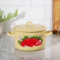 Кастрюля эмалированная цилиндрическая, 2,9 л, рисунок МИКС