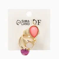 Набор колец 3 шт "Новый стиль" кабашоны, размер МИКС, цвет розовый в золоте