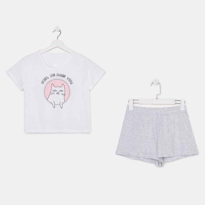 Пижама женская (футболка и шорты) KAFTAN Пижама женская (футболка и шорты) KAFTAN "Утры" р. 40-42, белый