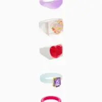 Набор колец 5 шт "Стиль лёгкий" сердечки, размер МИКС (17-19), цветные