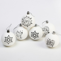 Набор для творчества на Новый год "Новогодний шар под раскраску", 6 штук 5.5 см, Холодное сердце