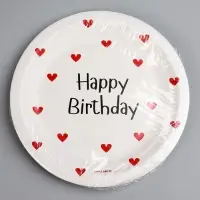 Тарелка одноразовая бумажная Happy Birthday, 18 см