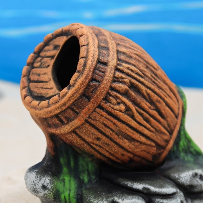 Декор для аквариума Декор для аквариума "Бочка на камнях", керамический, 13 x 10 x 17 см