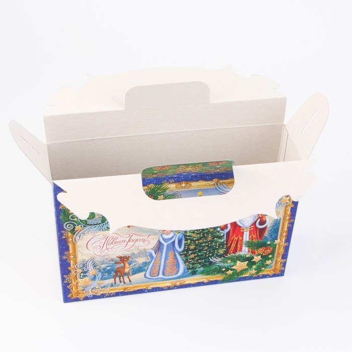 Новый год. Коробка подарочная новогодняя Ларец Традиции 26 х 23 х 7 см.