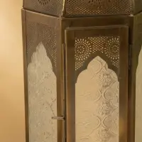 Подсвечник фонарь "Золотой шатёр" железо 20х20х42 см