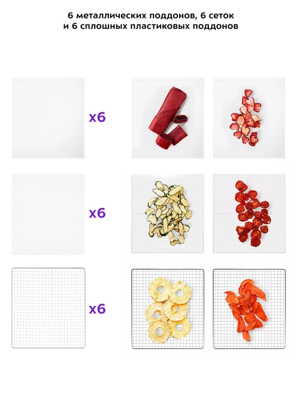 Сушка для овощей и фруктов электрическая КТ-1964 - 600 Вт