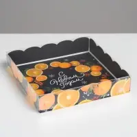 Коробка для кондитерских изделий с пластиковой крышкой &laquo;С Новым годом&raquo;, 15 х 15 х 3 см