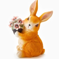 Садовая фигура "Зайка с букетом", 17х11х22 см, с подсветкой