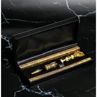 Ручка шариковая подарочная с гербом в футляре, металл , цвет чёрный, пишущий узел 1.0 мм, синяя паста