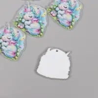 Декор для творчества акрил "Единорожка в косынке сладко спит на лужайке" 2,9х3х0,2 см