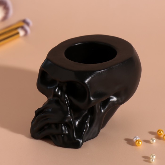 Предмет интерьера Предмет интерьера "Череп Безмолвие" 6,5*10см черный матовый