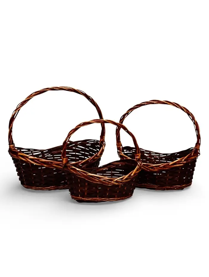 Набор корзин 3 шт, 41х31х12, 35х28х11, 31&times;23&times;9 см, лоза белый