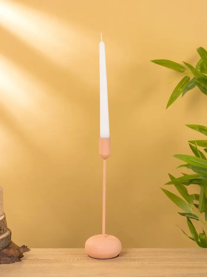 Подсвечник на 1 свечу текстурный "Пудровый" 8х8х25,5 см