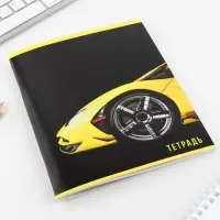 Тетрадь в клетку, 48 л., А5, на скрепке, блок №2, Yellow, МИКС