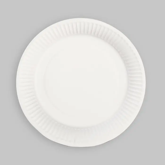 Тарелка одноразовая бумажная однотонная, оранжевая