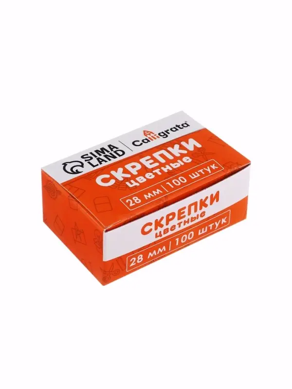 Скрепки 28мм цветные в картонной коробке 100 штук