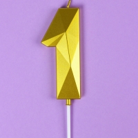 Свеча ГИГАНТ в торт на шпажке &laquo;Грань&raquo;, цифра "1", золотая, 9 см