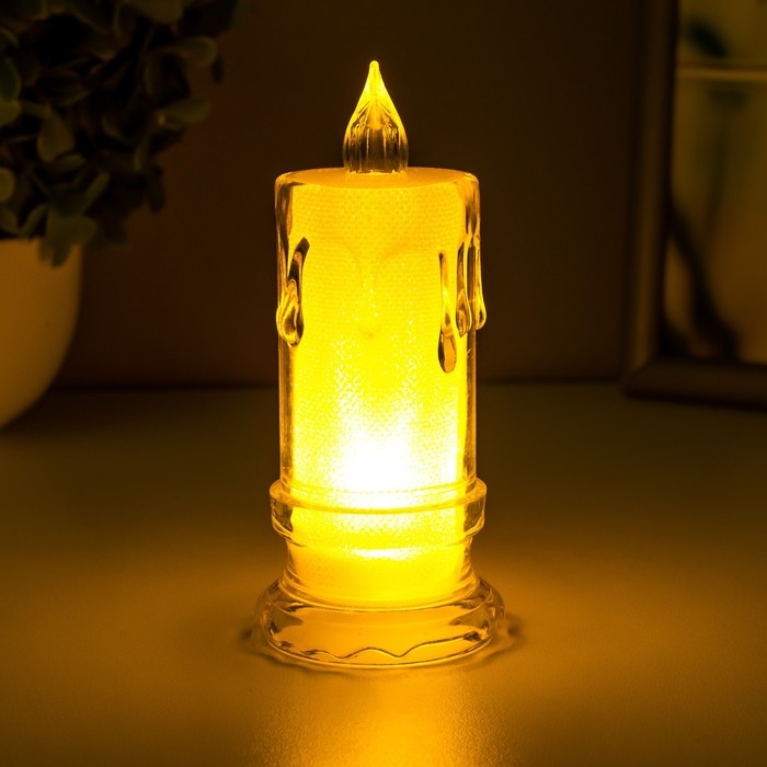 Ночник " Свеча" LED от батареек белый 4,5х4,5х11 см RISALUX