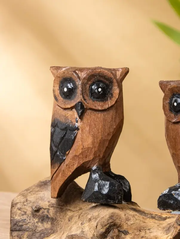 Сувенир интерьерный "Совушки" 15х9х14 см, дерево