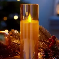 Светодиодная свеча "Золотистая" 18х5.5 см, AAx2 (не в компл.), Т/БЕЛЫЙ