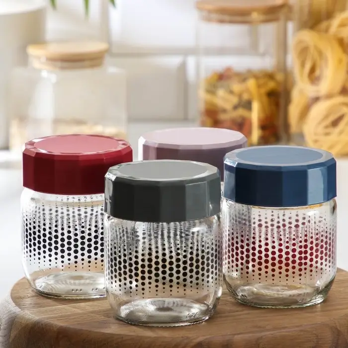 Банка стеклянная для сыпучих продуктов &laquo;Круги&raquo;, 400 мл, цвет МИКС