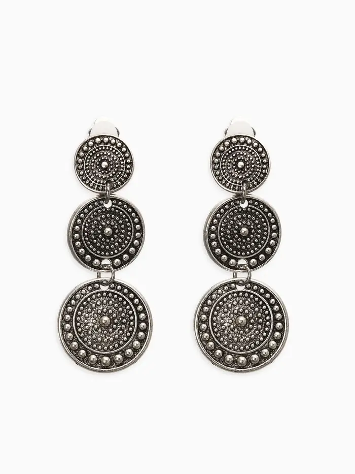 Клипсы "Винтаж" три диска, цвет чернёное серебро