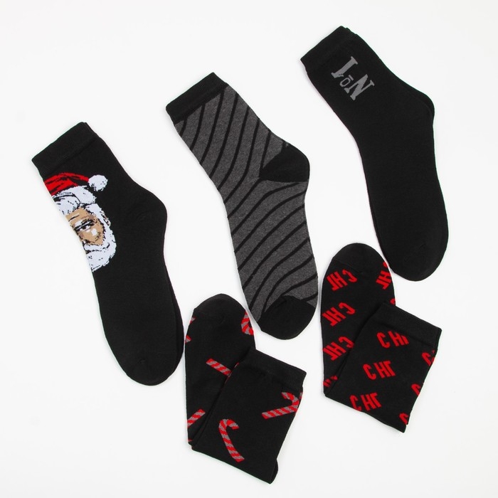 Набор мужских новогодних носков KAFTAN Набор мужских новогодних носков KAFTAN "Мужчина №1" 5 пар, размер 41-44 (27-29 см)