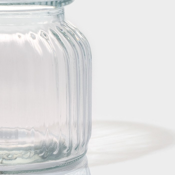 Банка стеклянная для хранения сыпучих продуктов Доляна &laquo;Зайка в золотом&raquo;, 600 мл, с керамической крышкой